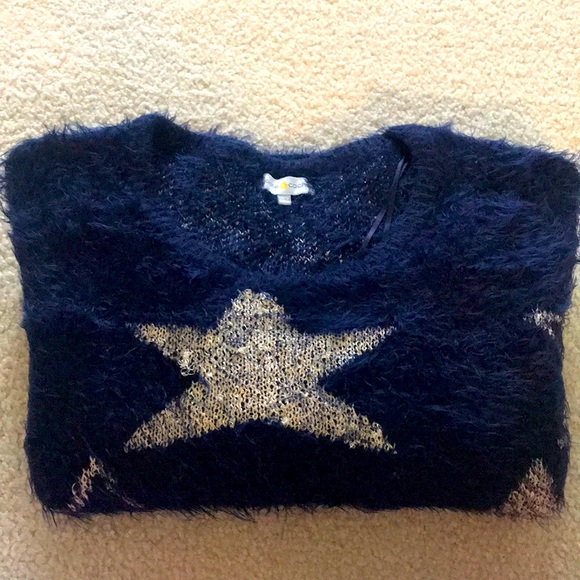 Fuzzy navy sweater - Picture 2 of 3